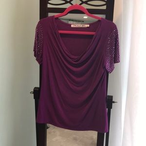 Michael Stars Shirt w/ Sequin Short Sleeves